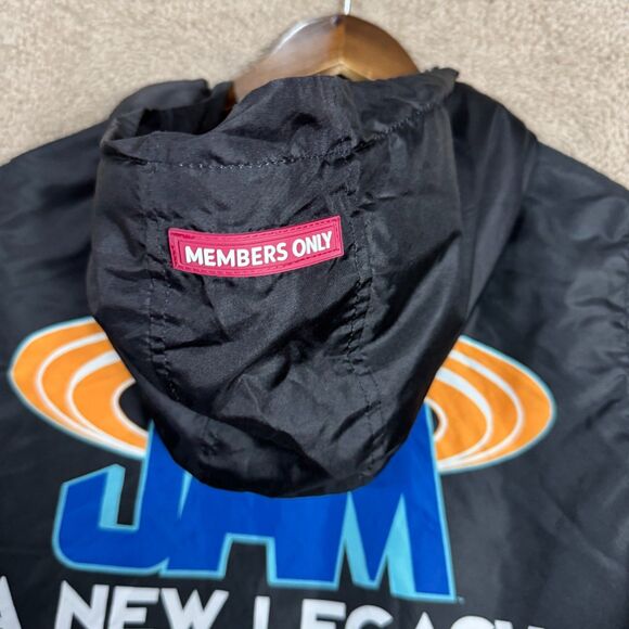 Space Jam Looney Tunes Jacket Men’s  Medium Black Lola Bunny Hooded Members Only - Picture 10 of 11